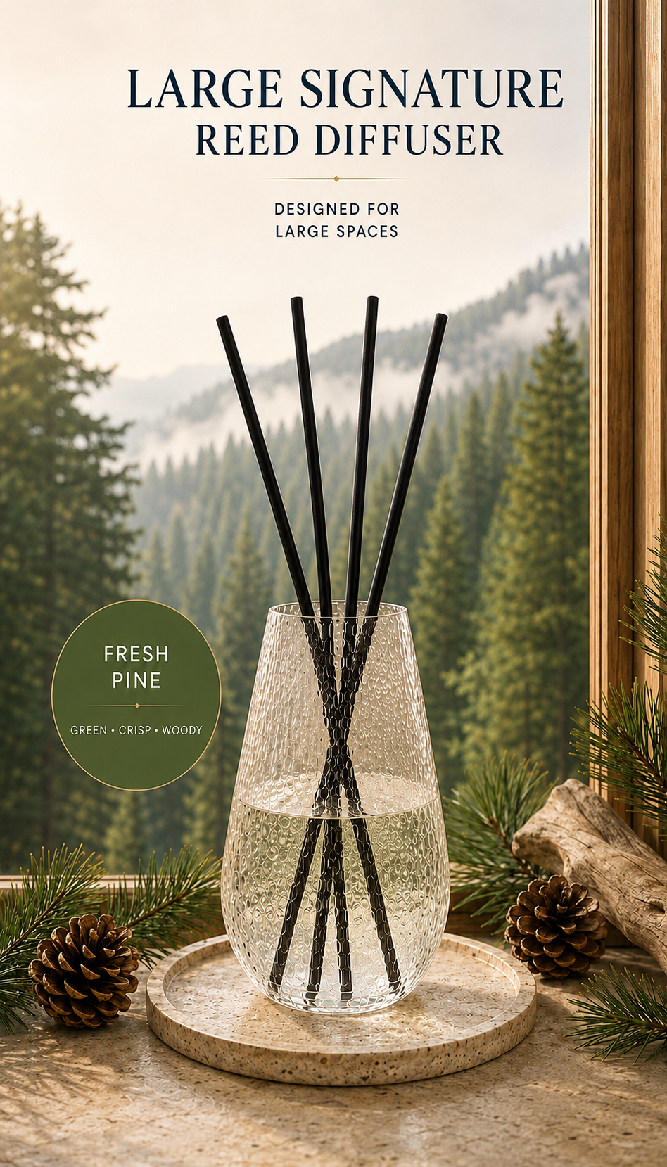 Signature Reed Diffuser for Large Spaces – Frostveil - 101 fl oz (3 L)