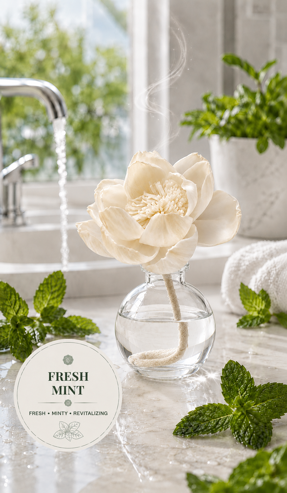 Fresh Mint Flower or Rose Diffuser – 3.4 fl oz (100 mL)
