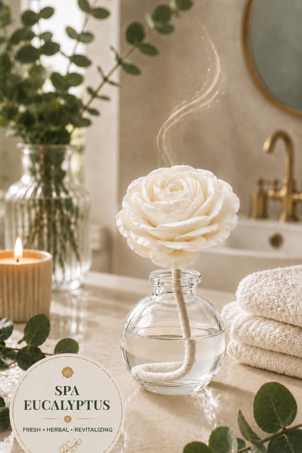 Spa Eucalyptus Flower or Rose Diffuser – 3.4 fl oz (100 mL)