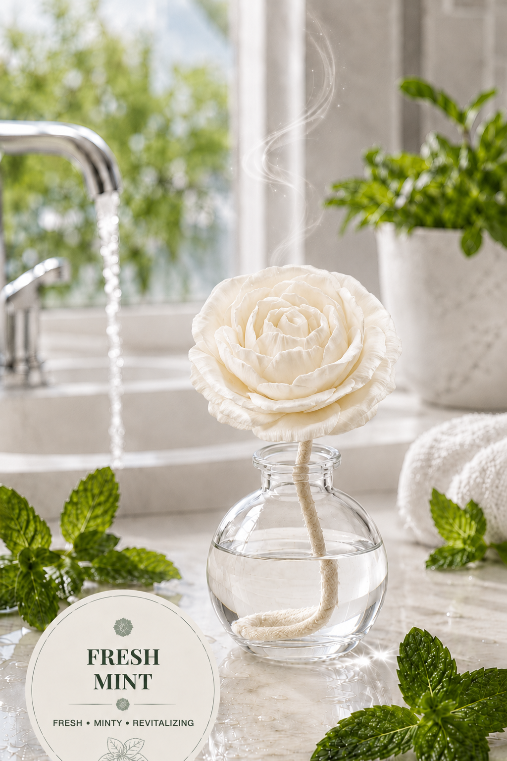 Fresh Mint Flower or Rose Diffuser – 3.4 fl oz (100 mL)