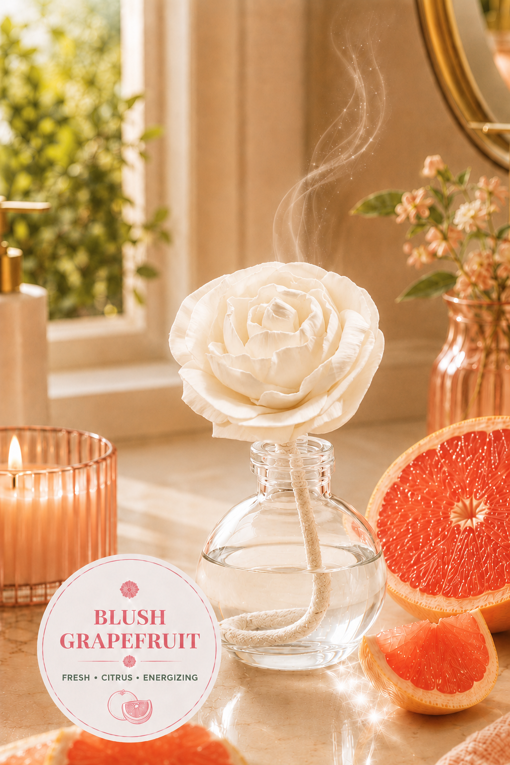 Blush Grapefruit Flower or Rose Diffuser – 3.4 fl oz (100 mL)