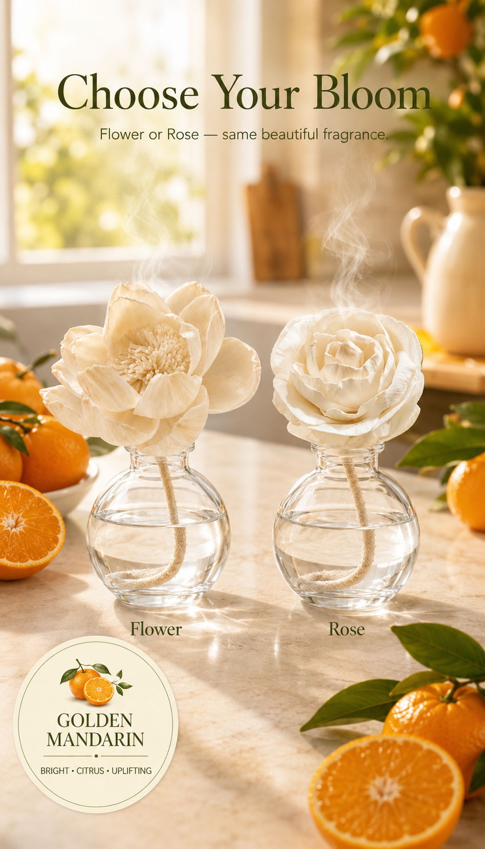 Golden Mandarin Flower or Rose Diffuser – 3.4 fl oz (100 mL)