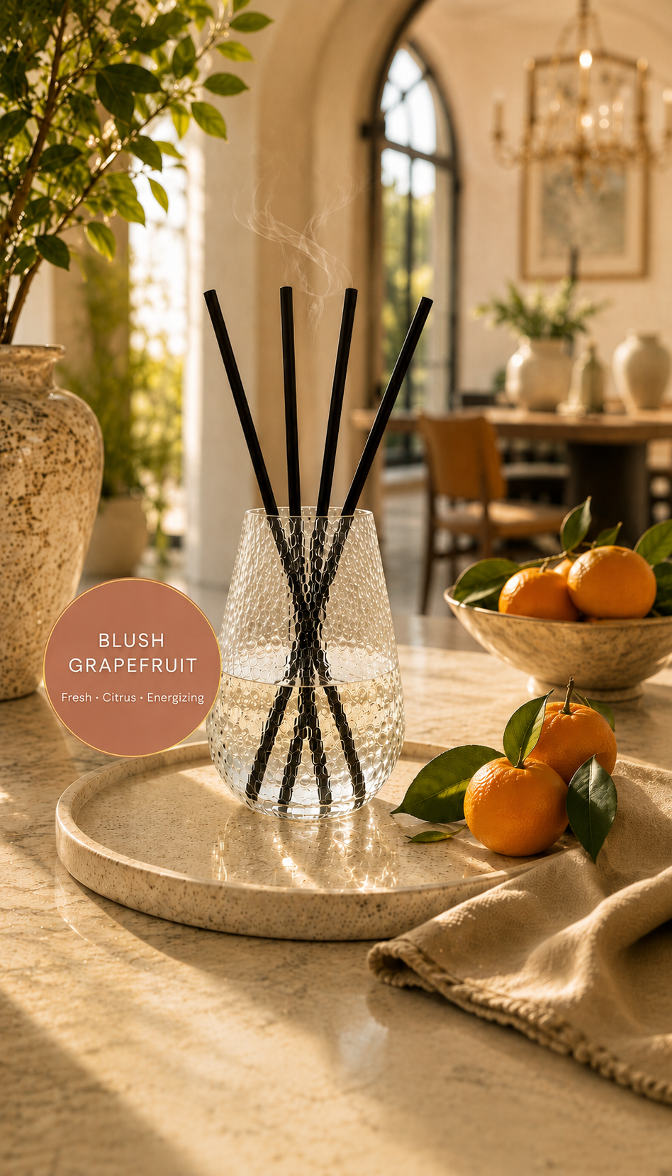 Blush Grapefruit Signature Reed Diffuser for Large Spaces – 34 fl oz (1 L)