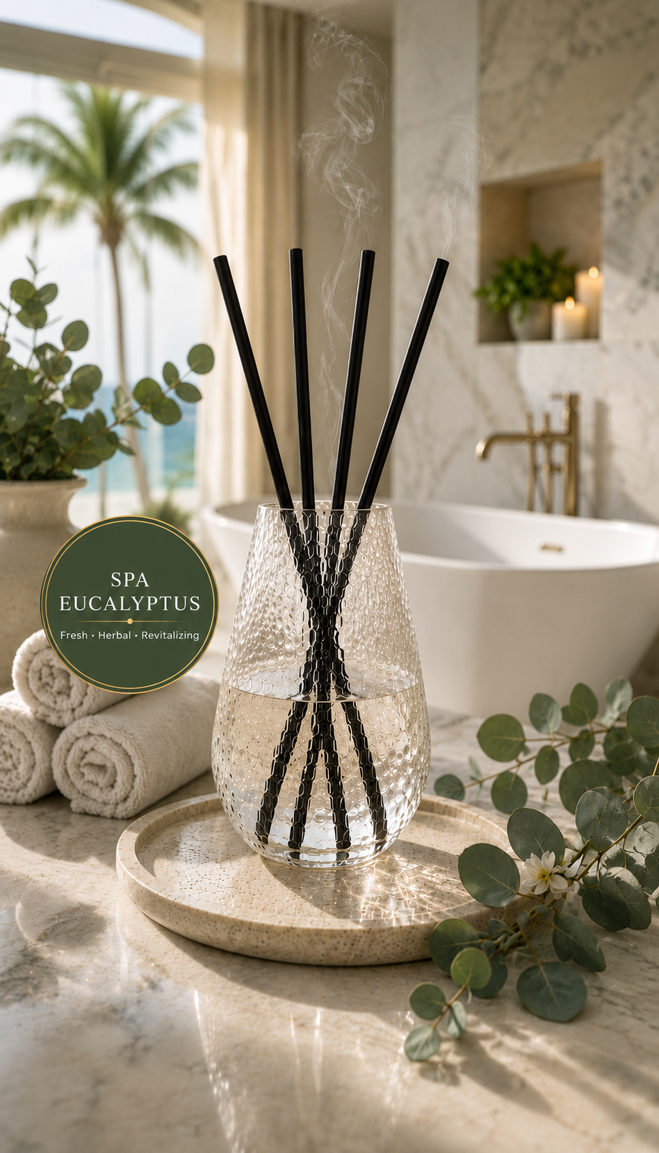 Spa Eucalyptus Signature Reed Diffuser for Large Spaces – 34 fl oz (1 L)