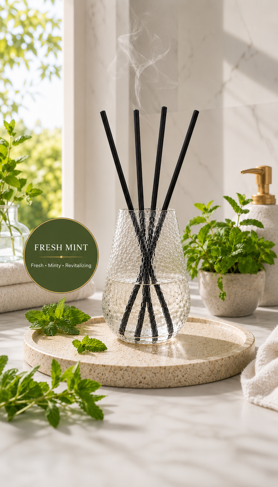 Fresh Mint Signature Reed Diffuser for Large Spaces – 34 fl oz (1 L)